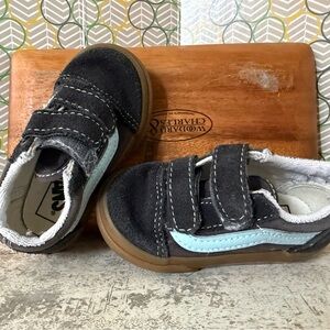 Vans Kids Black and Light Blue Sneakers